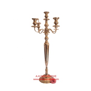 Golden Polished Candelabra Luxurious Design <b>Tall</b> Candle Pillar Handmade Table Centerpiece 5 Arms Floor Standing <b>Candlestick</b> - Product Image 4