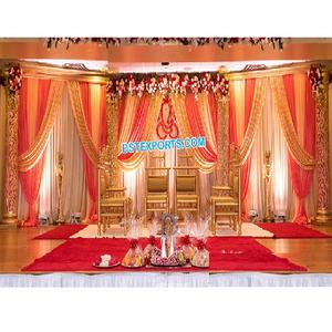 Conjunto de Mandap para Boda India de Estilo Abierto, Mandap de Fibra Elegante para Ceremonia de Boda, Mandap Dorado de Lujo para Ceremonia de Boda al Aire Libre, EE. UU. - Product Image 1