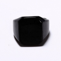 Custom minimalistischen stil edelstahl schwarz gold quadrat glänzende blank dichtung ring für männer großhandel größe 7-12 #