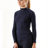 Haut de sport équestre pour femme, ajusté, à manches longues, avec fermeture éclair 1/4, respirant, séchage rapide, à sequins