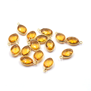 Pendentif en quartz citrine de forme marquise avec sertissage argenté de 15 à 17 mm avec bélière plaqué or - Product Image 5