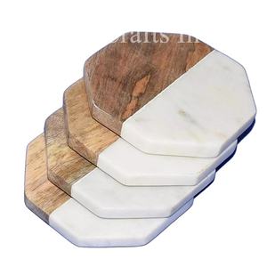 Forme octogonale fabriquée en usine avec la meilleure qualité vente chaude thé servant 4 pièces sous-verres MOP et résine forme de fleur nouveau design - Product Image 1