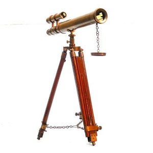 Télescope Nautique Vintage en Laiton Antique avec Trépied en Bois, Jumelles Fonctionnelles pour la Navigation et l'Observation des Oiseaux - Product Image 1