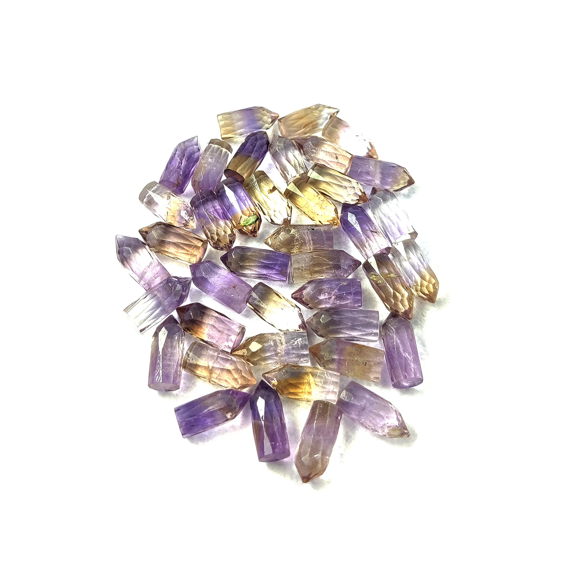 Natural Ametrine 14 × 6ミリメートルFaceted One Side Pointed Pencil Spikes Loose Gemstones