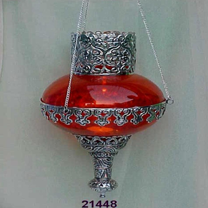 Photophore en verre et métal bleu élégant de haute qualité Design unique en laiton argenté et photophore suspendu en verre - Product Image 1