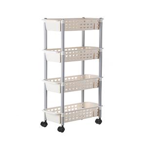 Top Jingle FP7183WT 4-Layer <b>Plastic</b> Modern Kitchen Storage <b>Trolley</b> Cart-White - Product Image 3