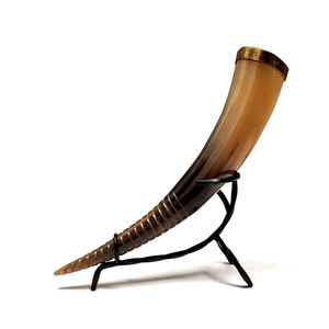 Corne à boire de whisky avec support de corne Corne à boire de Viking véritable meilleure qualité sculptée par Axiom Home Agate Accents - Product Image 4