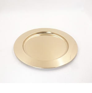 Plato de metal pulido brillante para mesa de comedor de bodas, cargador decorativo para servicio, redondo, grande, Nuevo - Product Image 1