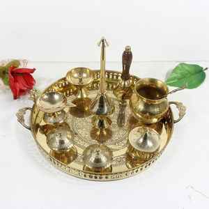 Diseño antiguo Latón Pooja Thali Calidad premium de la India El mejor precio para sala de estar o tienda de regalos - Product Image 3