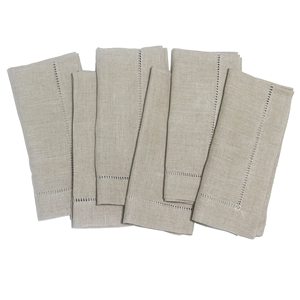 Serviettes de table en lin de couleur naturelle avec point d'ourlet, point d'ourlet en échelle de 7 mm, serviette en tissu avec point d'ourlet, serviette de table pour la maison et l'hôtel - Product Image 1