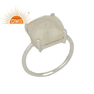 Designer 925 Sterling Fine Silver <b>Girls</b> <b>Ring</b> Jewelry Supplier Prong Set Rainbow Moonstone Gemstone <b>Ring</b> Wholesale - Product Image 1