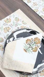 ดอกไม้บล็อกมือพิมพ์ผ้าฝ้ายอินเดียเสื่อตารางดอกไม้และผ้าเช็ดปากชุด6ผ้าเช็ดปากและ6เสื่อ - Product Image 6