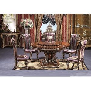 Juego de Mesa de Comedor Redonda Moderna de Nogal Pulido, Juego de Mesa de Comedor de Madera de Teca de Primera Calidad, Mesa de Comedor de Diseño Real para 6 Personas - Product Image 1