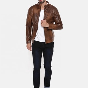 Elegante chaqueta de cuero para hombre [estilo cremallera chaqueta de cuero sólido negro estilo pegado al hombro] por EVERGLOW - Product Image 1