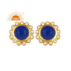 Pendientes Colgantes de Aventurina Azul Natural y Circonita Cúbica, Última Moda 2026, para Mujer, Fabricante de Joyería - Product Image 1