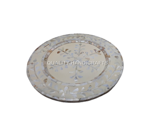 Bandejas redondas para servir con incrustaciones de madreperla, artesanías de alta calidad al por mayor para hoteles, restaurantes, utensilios de cocina, bandeja con incrustaciones de hueso - Product Image 6