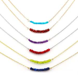 Collar de barra con cuentas de piedra de nacimiento, collar con cuentas - Product Image 1