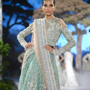 Elegant Indian/Pakistani <b>top</b> with Lehenga dress Embellished in <b>crystal</b> glass beads stone work for Wedding=2020 - Product Image 1