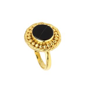 RJR0131 personalizado 10mm 925 anillo femenino de plata esterlina piedra preciosa de ónix negro Natural elegante Ajuste de bisel chapado en oro de moda - Product Image 3