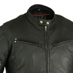 <b>Black</b> Genuine Cowhide <b>Leather</b> Breathable Motorbike Auto-Racing Longs-Zippers Riding Jacket Heavy-Bike Riding Jackets - Product Image 4