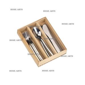 Porte-couverts en bois à 3 compartiments Dessus de table Couverts de cuisine Porte-couverts du fabricant In Home Arts - Product Image 3