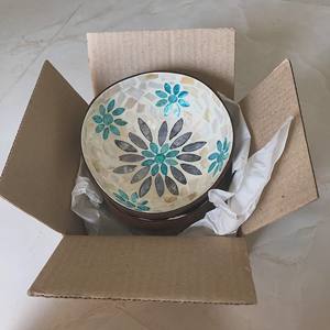 ชามกะลามะพร้าว2ช้อนไม้2ใบชามดีไซน์สีสันสดใสจัดส่งจากเวียดนาม - Product Image 3