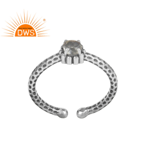 Dainty Oxidized Solid 925 Silver Ring Designer Jewelry Wholesale Crystal Gemstone Ring Jewelry - Product Image 1