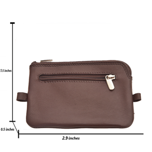 Porte-monnaie élégant en cuir de vachette Napa véritable, best-seller, avec attache porte-clés, design compact, disponible à la vente - Product Image 4