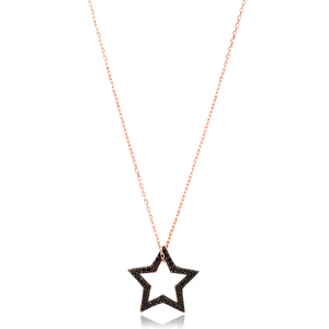 Pendentif à breloques en pierre de Zircon noir, élégant Design d'étoile, fabrication artisanale turque, vente en gros, bijoux en argent Sterling 925 - Product Image 3