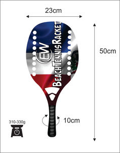 Raquettes de beach tennis et de padel sur mesure avec logos en fibre de carbone et verre, combinaisons de couleurs, poids 310-330g, longueur 50cm - Product Image 1