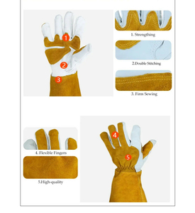 Gants de soudage en cuir fendu de 14 pouces, gantelets de sécurité de haute qualité multicouleurs mixtes, vente en gros - Product Image 6