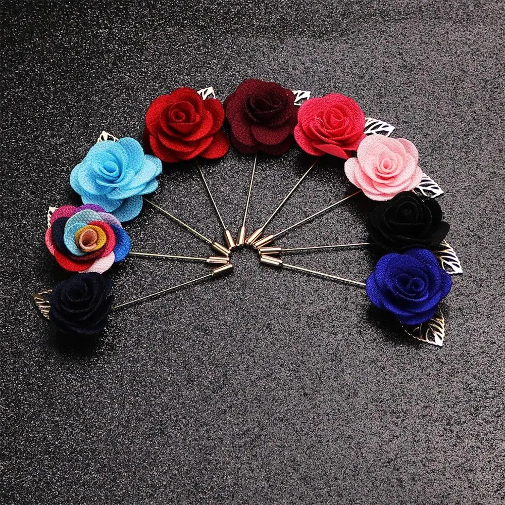 Handgemaakte Custom Stof Rose Broche Pin Mannen Pak Accessoires Bloemen Bloem Reversspeldjes