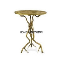 Table basse en forme d'arbre, feuille de palmier européenne, métal et verre, fantaisie