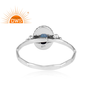 Anillo de piedras preciosas de corindón azul Natural para niña, joyería de plata de ley 925, sortija de plata oxidada, joyería - Product Image 3