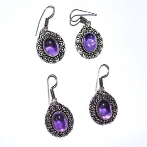 Boucles d'oreilles avec pendentif en agate, cristal et strass, style classique, unisexe - Product Image 1