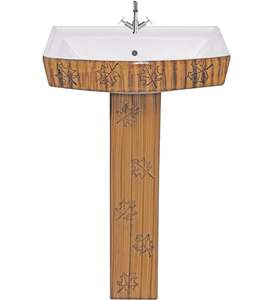 Lavabo de Cerámica de Alta Resolución en Color Marrón Popular 9005 con Pedestal 550x400mm para Villas de Lujo Grandes - Product Image 2