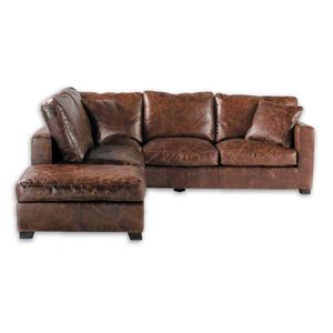Industrial & Vintage Solid Wood & Genuine Leather Three-Seater Reclining Corner <b>Sofa</b> for Home Apartment and Villa <b>Living</b> <b>Room</b> - Product Image 1