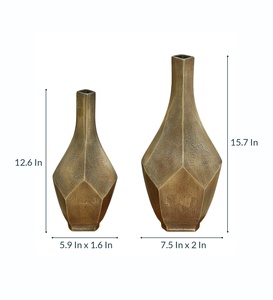 Vase moderne en laiton et aluminium, décoration d'intérieur, cadeaux pour mariage et fêtes, 2 vases - Product Image 4