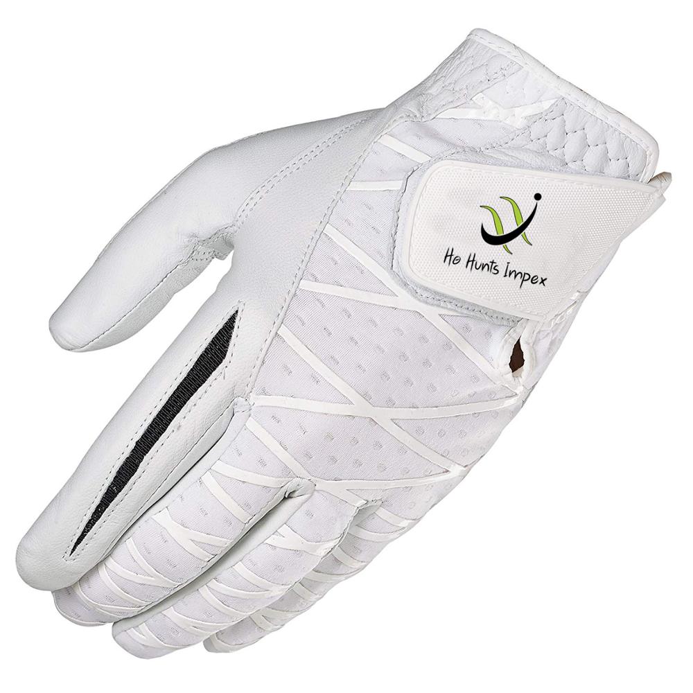 Высококачественные черные дышащие перчатки для гольфа в белом цвете