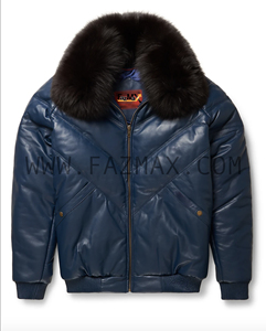 V Bomber Leather Jacket for Mens and Womens - Product Image 1