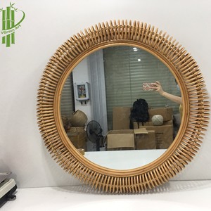 Handicraft Rattan Wall Mirror <b>Retro</b> Vintage Boho Decor for Living Room <b>Furniture</b> Elegant Wall Decoration - Product Image 1