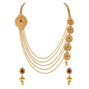 Großhandel indischen Kundan Polki Schmuck traditionelle 18 Karat Gold antike Hochzeit Braut mehr schicht ige Halskette Jude