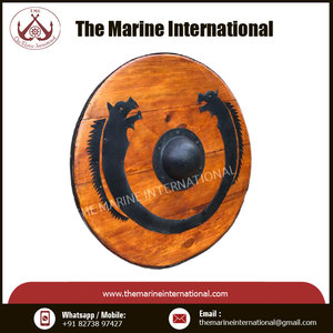 Escudo Medieval Diseñador Escudo 24 ''Madera Marrón y Negro Color Escudo Redondo Acero Batalla Recreación Acero Battle Ready escudo. - Product Image 6