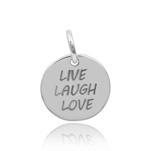 Pendentif classique en argent sterling 925, design simple, inscription « Live Laugh Love », fabricant en gros, stock disponible, prix bas - Product Image 1