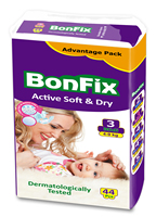Pañales de Tela Bonfix, Calidad Media, Tela No Tejida, Impresos, con Protección Contra Fugas, Superficie Seca, Productos para Bebés, Turquía, para el Cuidado de la Madre y el Niño