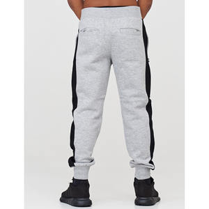 Grey Track Pants with Side Stripes Grey and <b>White</b> <b>Trousers</b> with Sides and Back Pockets Custom logo Joggers - Product Image 3