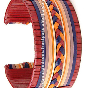 Vòng Tay Nam Bằng Da, Vòng Tay <span class=keywords><strong>Cuff</strong></span> Trang Sức Thời Trang Ấn Độ Bằng Bạc Thật Rộng - Product Image 1