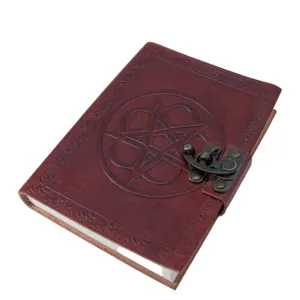 Star Embossed Genuine Leather Handmade Diary Clasp Lock 100 Inner Pages Personalize Refillable Travel Diary Notebook
