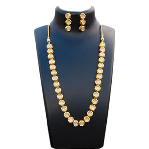 สร้อยคอทองเหลือง Kundan สำหรับผู้หญิงและเด็กหญิง,สไตล์อินเดียโบราณดีไซน์ล่าสุด - Product Image 4