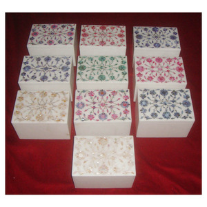 Pure White Marble Multicolor Mother Of Pearl Rectangle Marble Customize Jewelry Storage Boxes For <b>Baby</b> Reception - Product Image 1
